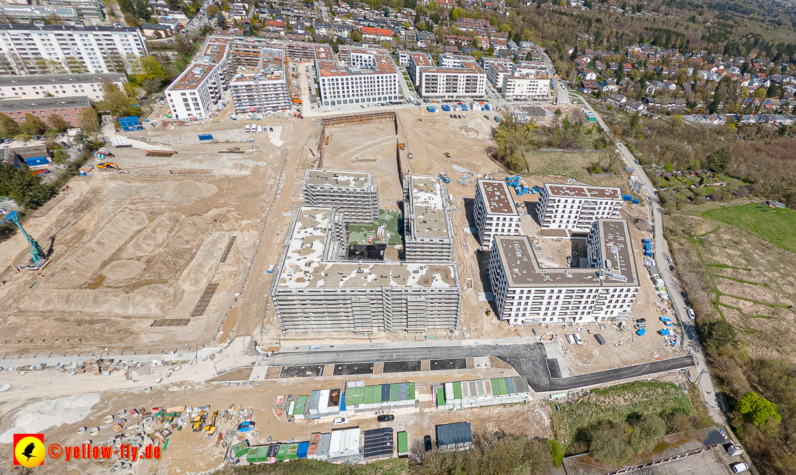21.04.2023 - Luftbilder von der Baustelle Alexisquartier und Pandion Verde in Neuperlach